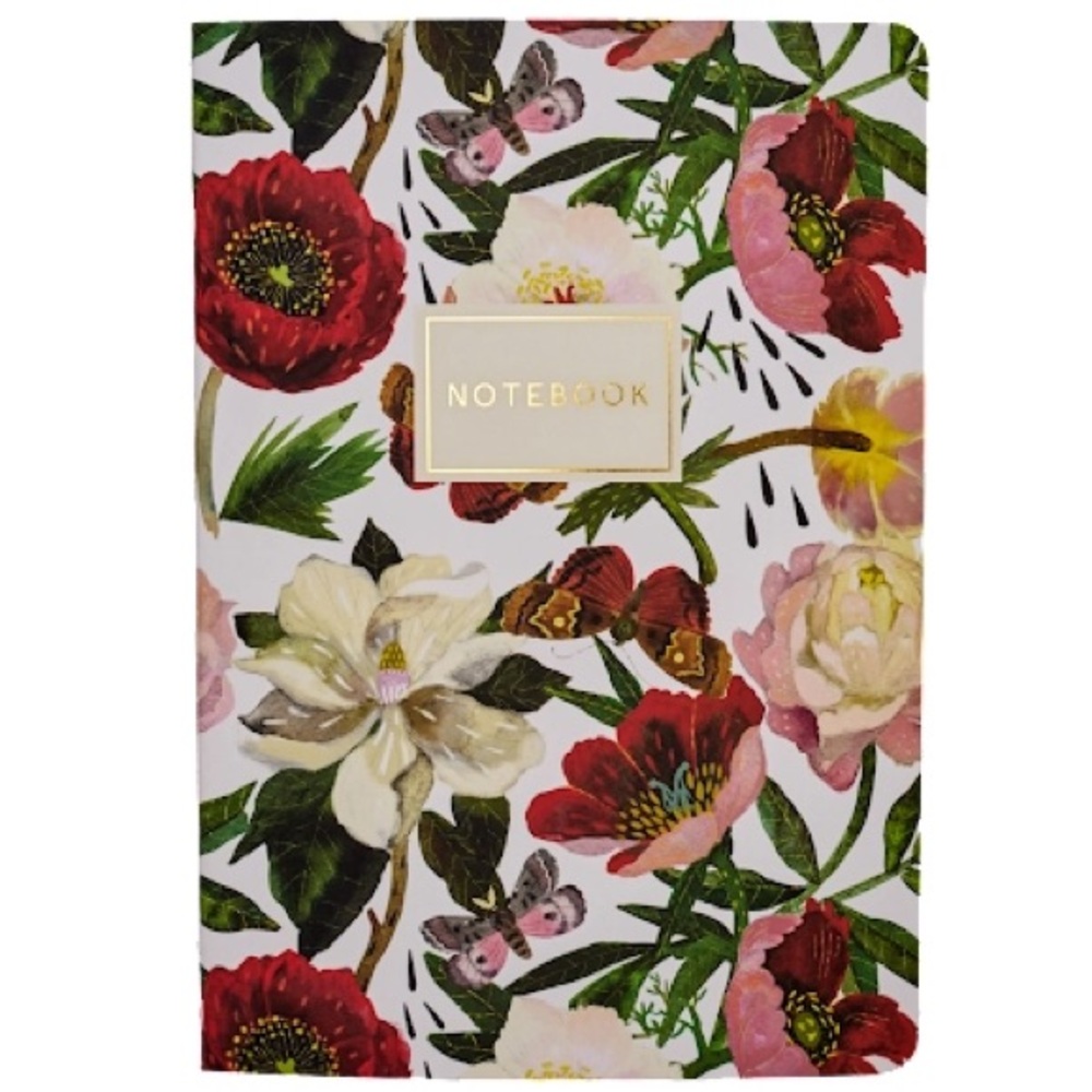 BV by Bruno Visconti Soft Touch A5 Notebook - Peonies Floral - perfect gift
